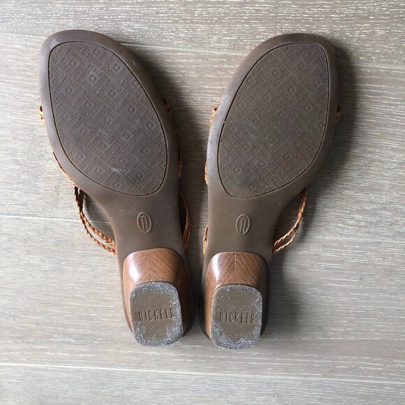 Nickels Soft Poron 4000 Leather Sandals w Braided Design Orange Olive Tan - Picture 5 of 7